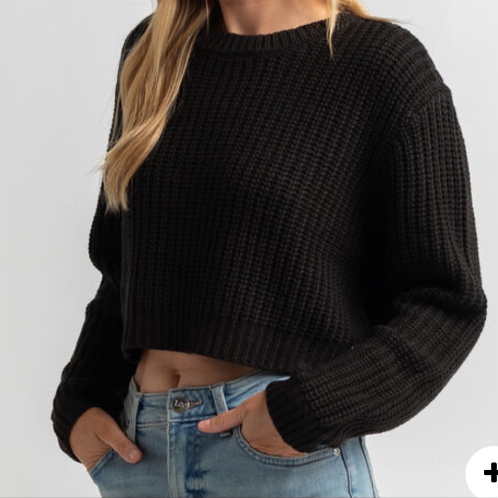 Full Tilt Black Cropped Sweater